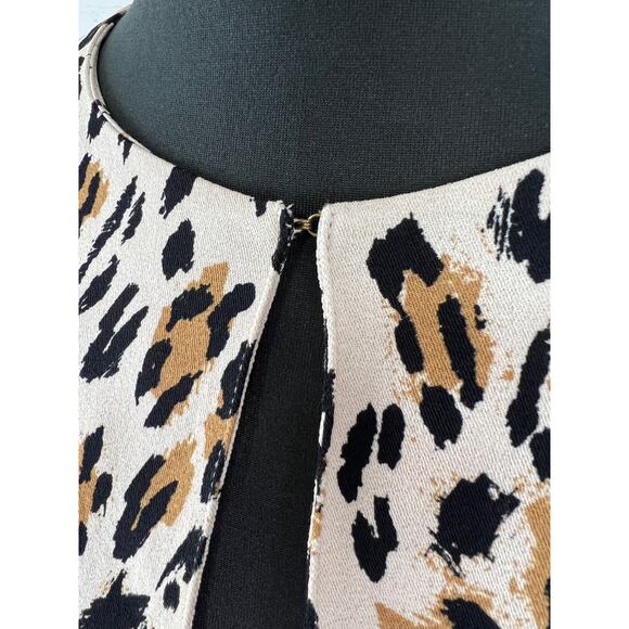 & Other Stories Cream Black Leopard Print Long Sleeve Womens Keyhole Top Size 8 - Picture 4 of 11